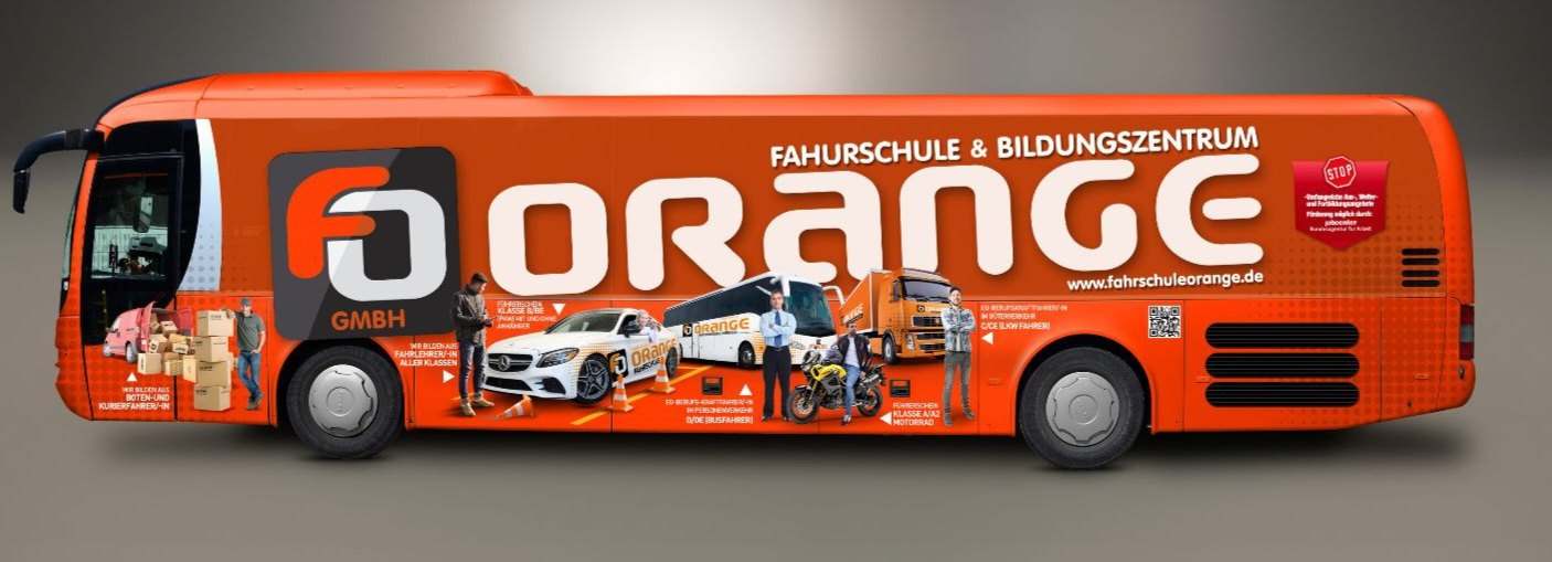 Fahrschule Orange: Fahrzeugdesign